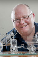 Tony Mercer with glass steam train