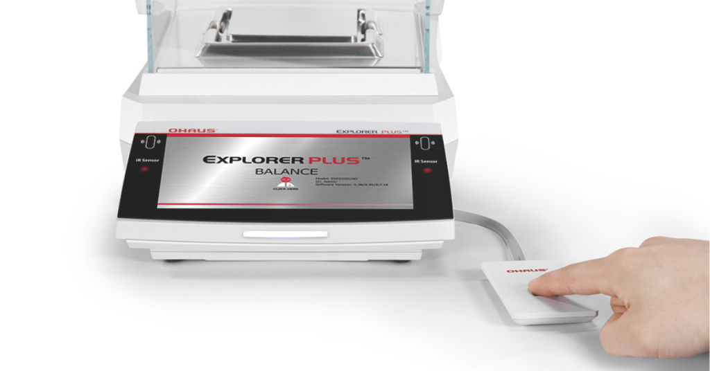 OHAUS Explorer Balance with optional fingerprint login for laboratory data security